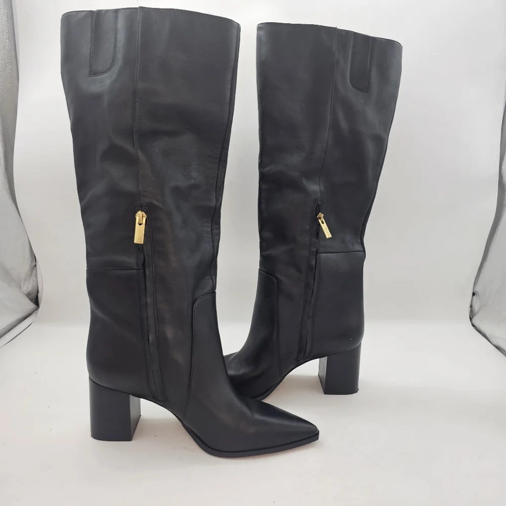 Vince Camuto Lumina Pointed Toe Knee High Boots Black Leather Size 9 - Picture 3 of 11